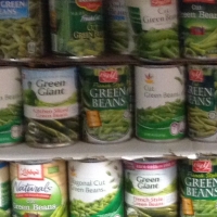 canned green beans in the shelf